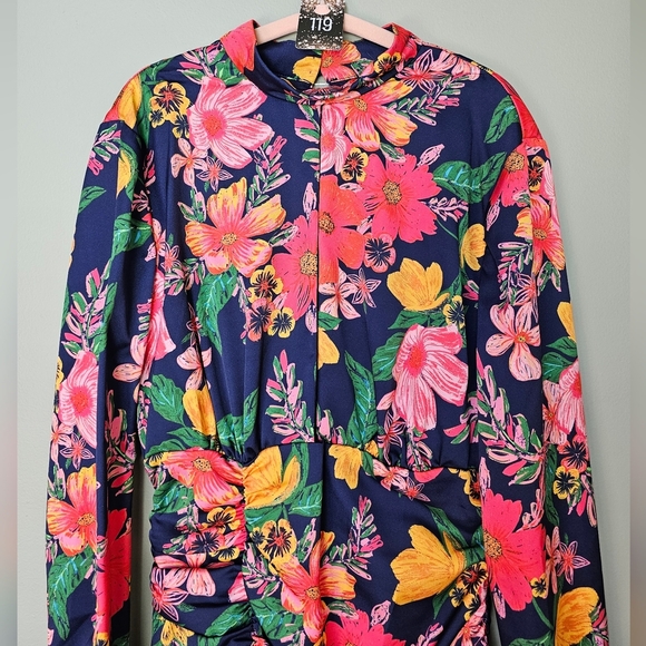 Finders Keepers Navy Floral Mini Dress w Cut-Out Detailing - Picture 7 of 14